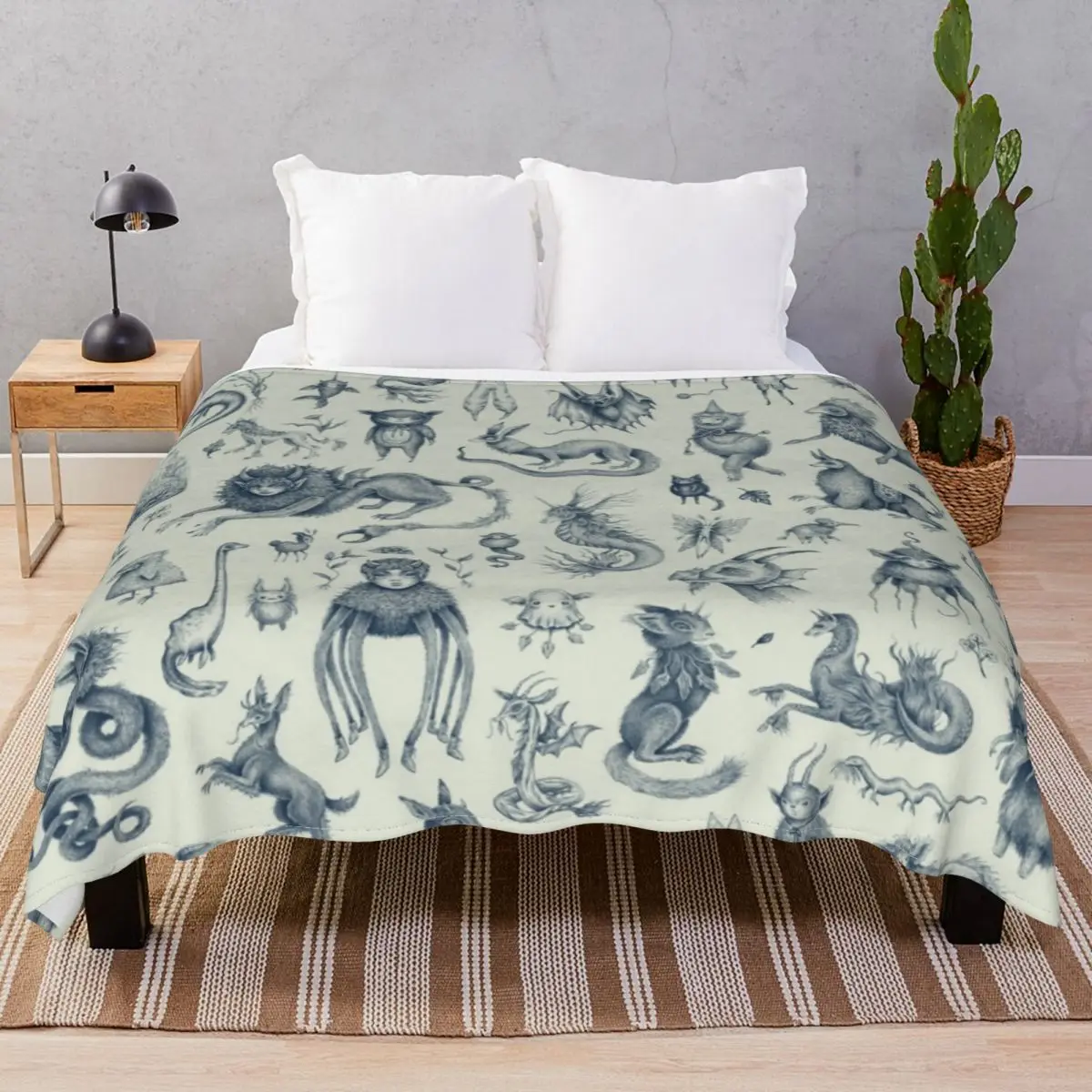 Beings And Creatures Blanket Fleece Printed Comfortable Throw Blankets for Bedding Sofa Camp Cinema