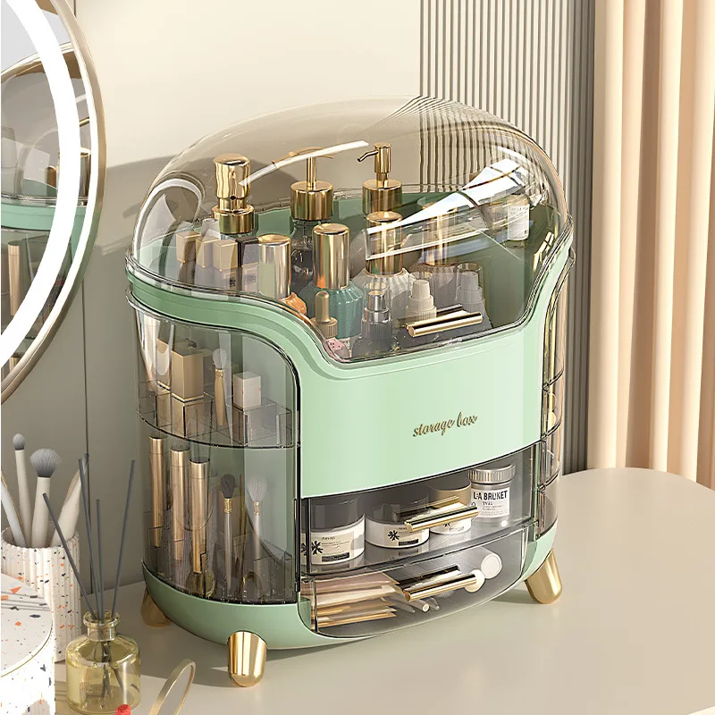 

Cosmetic Organizer Large Box Transparent Storage Big Capacity Cosmetic Desktop Drawer Makeup Cover Dustproof With Plastic Box