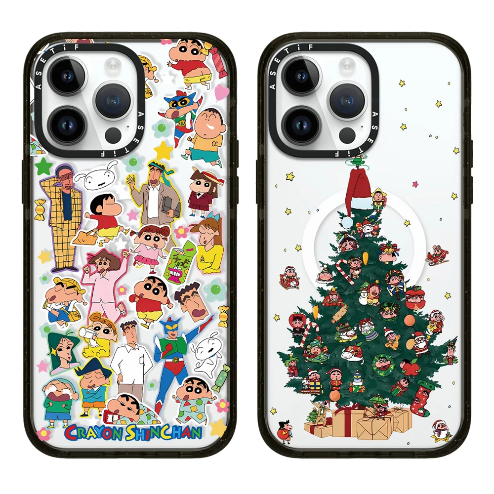 Аниме Crayon Shin-chan акриловый чехол для телефона MagSafe iPhone 16 15 14 13 12 11 Pro Max милая