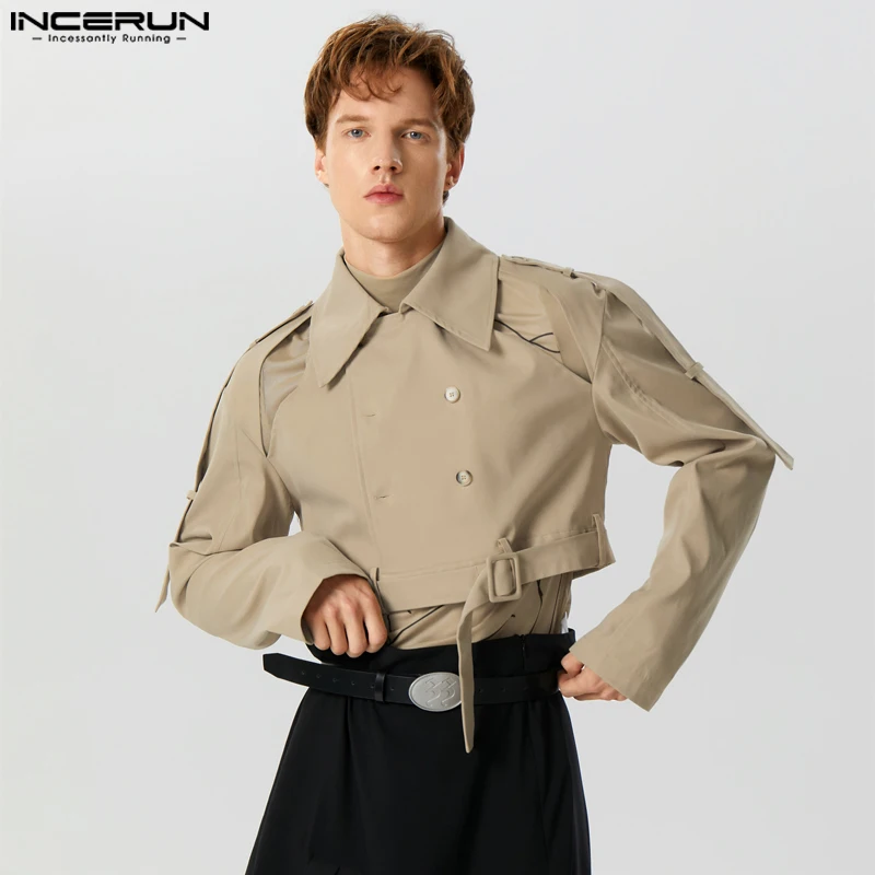 

INCERUN Топы 2023, американский стиль, модный мужской индивидуальный ажурный костюм, стильный, горячая Распродажа, Многофункциональный костюм с длинными рукавами, пальто