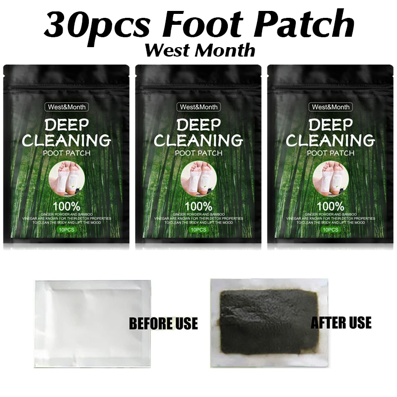 

30-10pc West Month Detox Foot Patch Stress Relief Feet Care Sticker Deep Cleansing Foot Pads Detoxification Cleaning Body Toxin