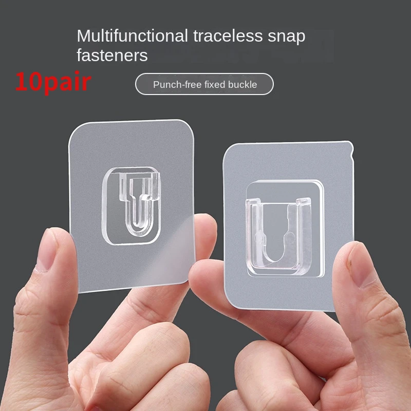 

Multi-purpose Hooks 5 Pairs of Double-sided Adhesive Wall Hooks Non-marking Sticky Hooks Plastic Transparent Fixer Paste Buckle