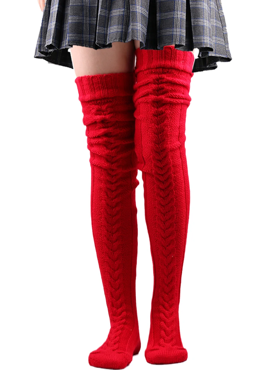 Чулки до бедра женские зимние теплые черные белые выше колена для девочек очень