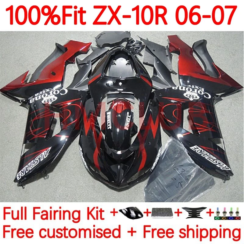 

Injection Kit For KAWASAKI NINJA ZX-10R ZX 10R 1000 CC 10 R 1000CC ZX10R 2006 2007 ZX1000 06 07 OEM red black Fairing 69No.6