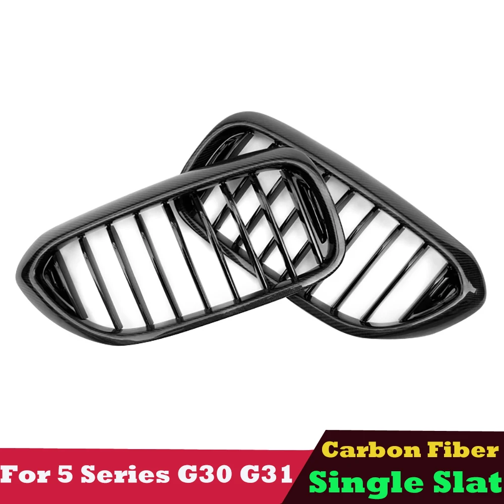 

2017-2020 Carbon Fiber 1-Slat Gloss Black Front Bumper Grille Mesh for BMW 5 Series G30 pre lci 520i 530i 540i 530d