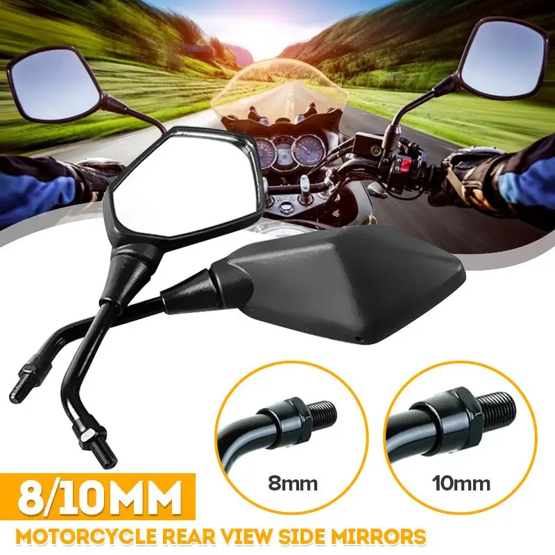 

2Pcs/Pair Motorcycle Rearview Mirror Scooter E-Bike for/Kawasaki/Honda/Suzuki/Yamaha Universal Mirrors Back Side 8mm 10mm Bolts