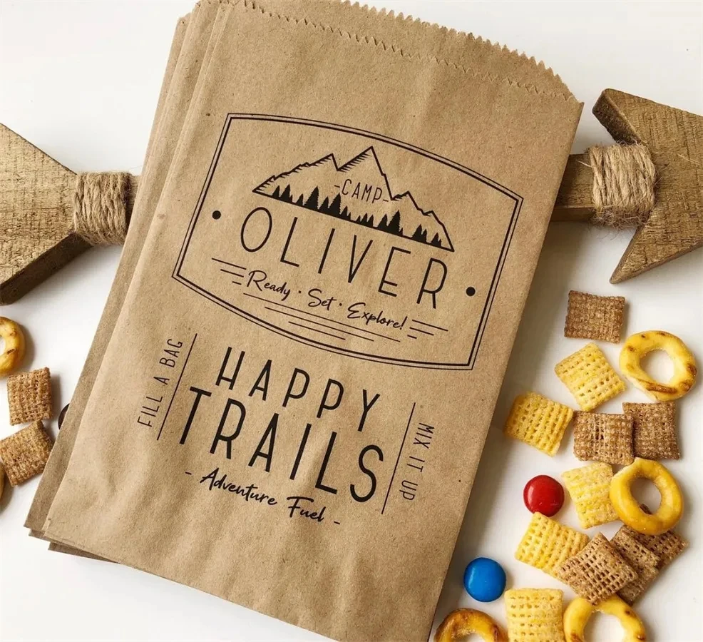 

50 Birthday Favor Bags - Boy Birthday Party - Trail mix bags - Popcorn Bar Favor Bags - Candy Favor Bags - happy trails snack