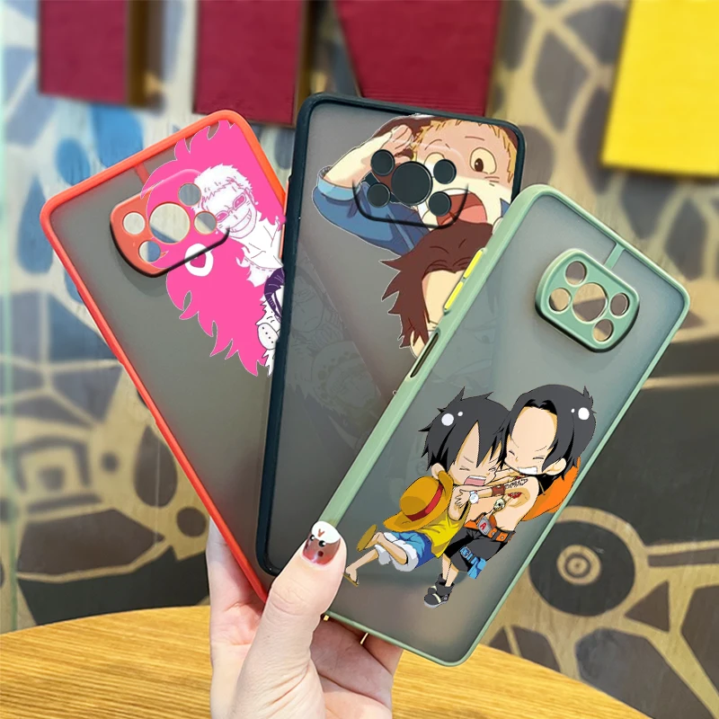 

Anime Cute ONE PIECE For Xiaomi Mi 11T 11 10 Ultra Pro Lite Note10 Poco X3 F3 GT NFC M3 Frosted Translucent Phone Case Fundas