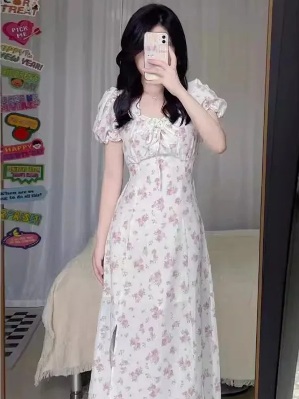 Новинка лета 2024 милое французское винтажное модное женское платье с