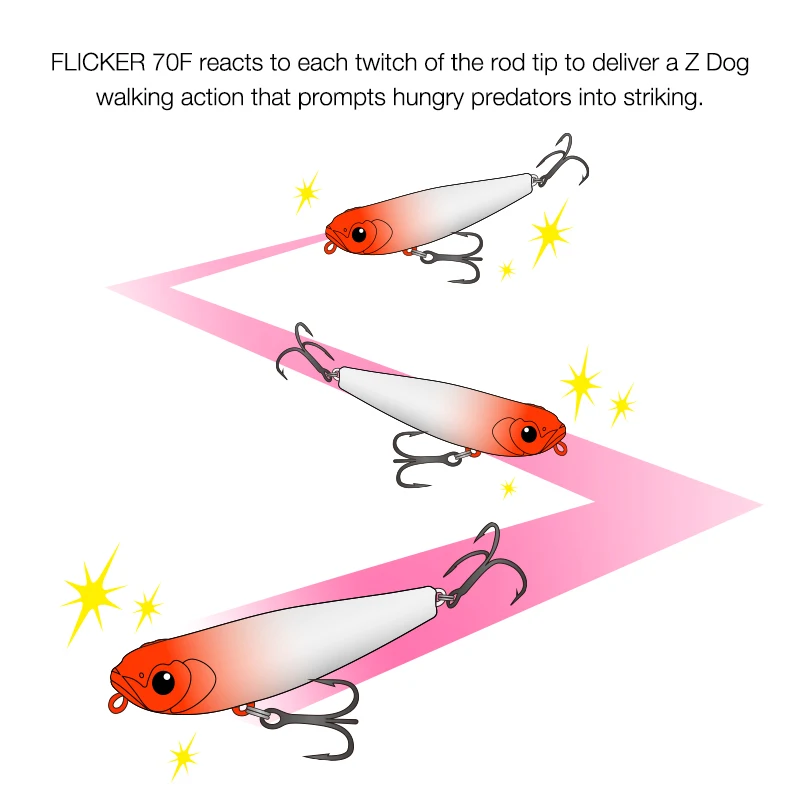 TSURINOYA FLICKER 70F 70 мм 8 4 г Topwater Карандаш Поверхность Рыболовная приманка Прогулка с