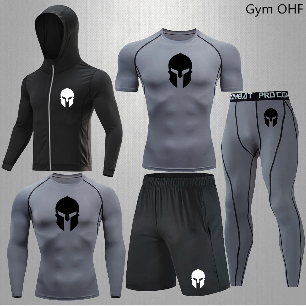 Spartan Men's Sportswear Suit Gym Fitness Running Jogging Sweat Fast Drying Suit Boxing Sportswear Yoga Tights Sports Suit Men