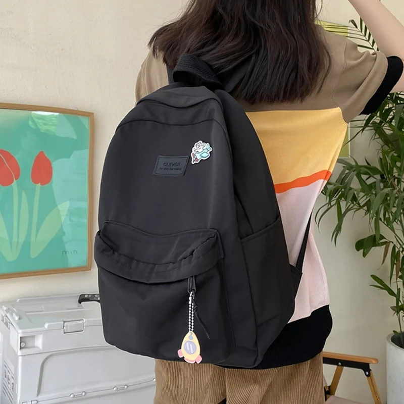 

Backpack Fashion Waterproof Female Trendy Student Women Kawaii Cute Girl College School Bag Solid Color Harajuku