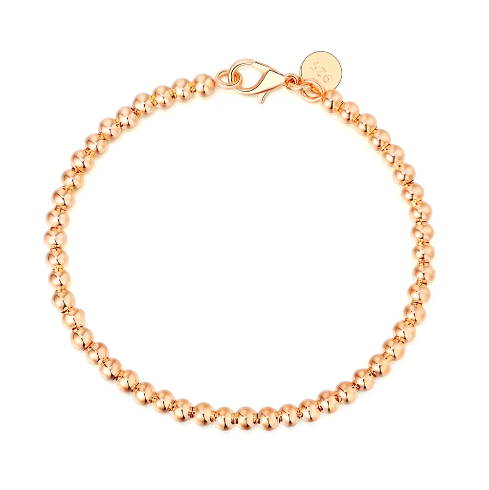 

Rose Gold Silver Plated Fashion Classic Ladies Jewelry Hot Sale 4mm Small Beads Bracelet For Gift Female Decoration New 2022
