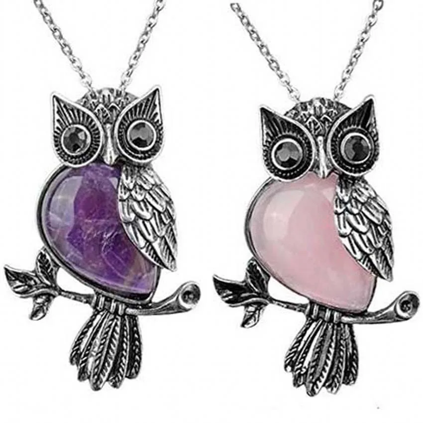 KFT, природное исцеление, хрустальный камень, подвеска, ожерелье, аметист, подвеска в виде совы, ювелирные изделия для рейки, религиозная энергия, удача