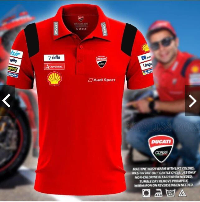 

Новинка, мужская рубашка-поло Ducati Racing Moto, летняя дышащая рубашка-поло для езды на мотоцикле, не выцветает