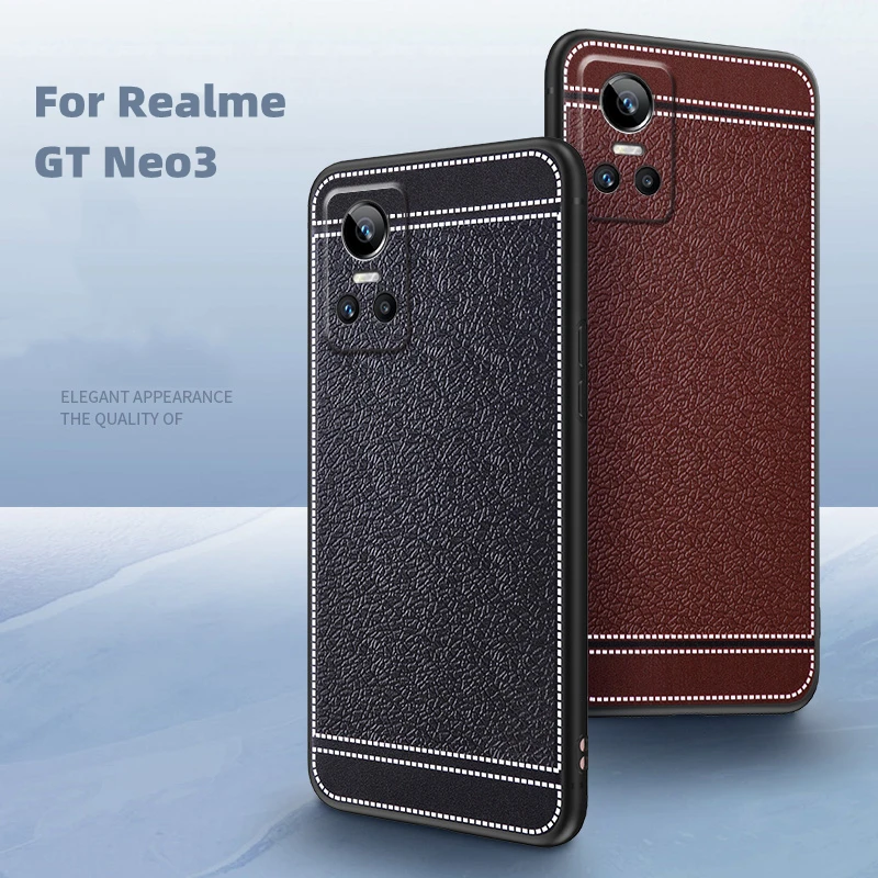 

For Realme GT Neo 3 Case Luxury Leather Texture For realme GT Master Edition Obudowa Realmi X2 V11 V3 V5 V15 X7 Pro Phone Cover