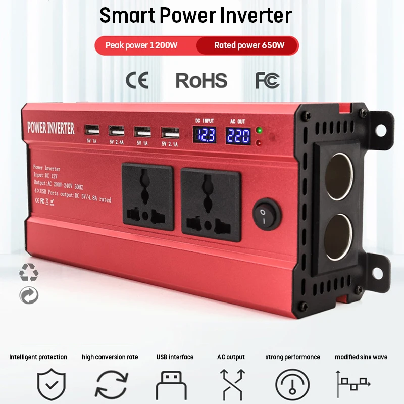 

Инвертор синусоидальной волны, 1200 Вт, 12 В/24 В в светодиодный