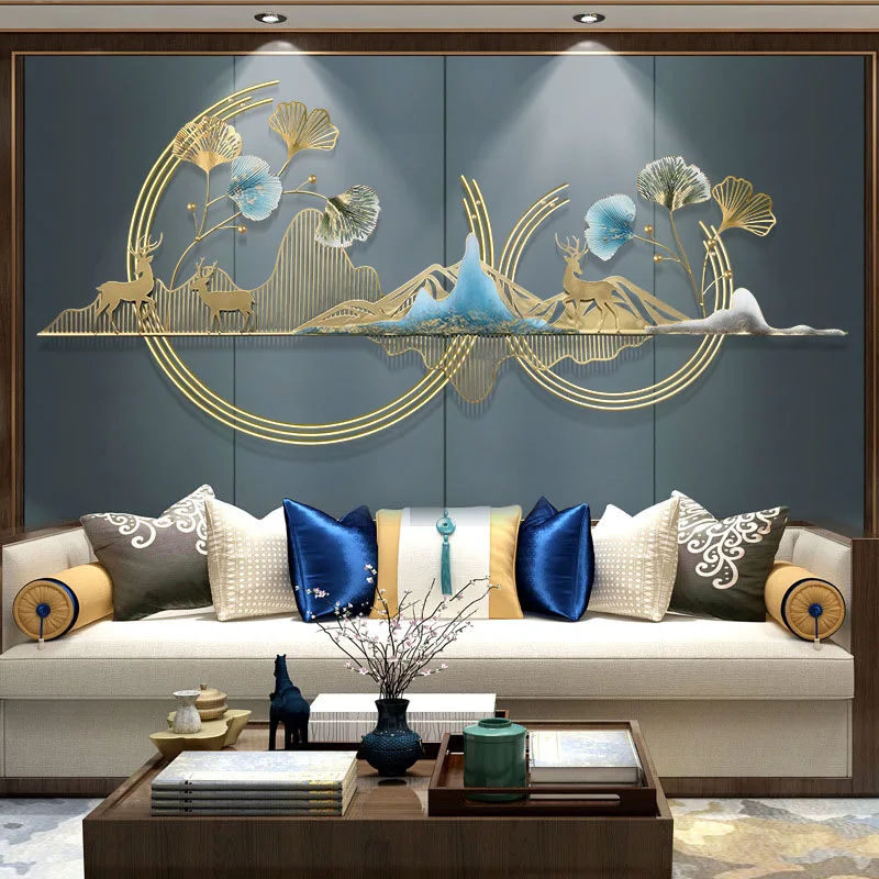 

Настенная металлическая подвеска в стиле арт-деко, креативная настенная фоновая роспись для гостиной, дивана
