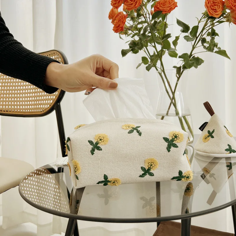 Японская 3D Маленькая желтая цветочная ткань вышитая бумажная коробка модель для