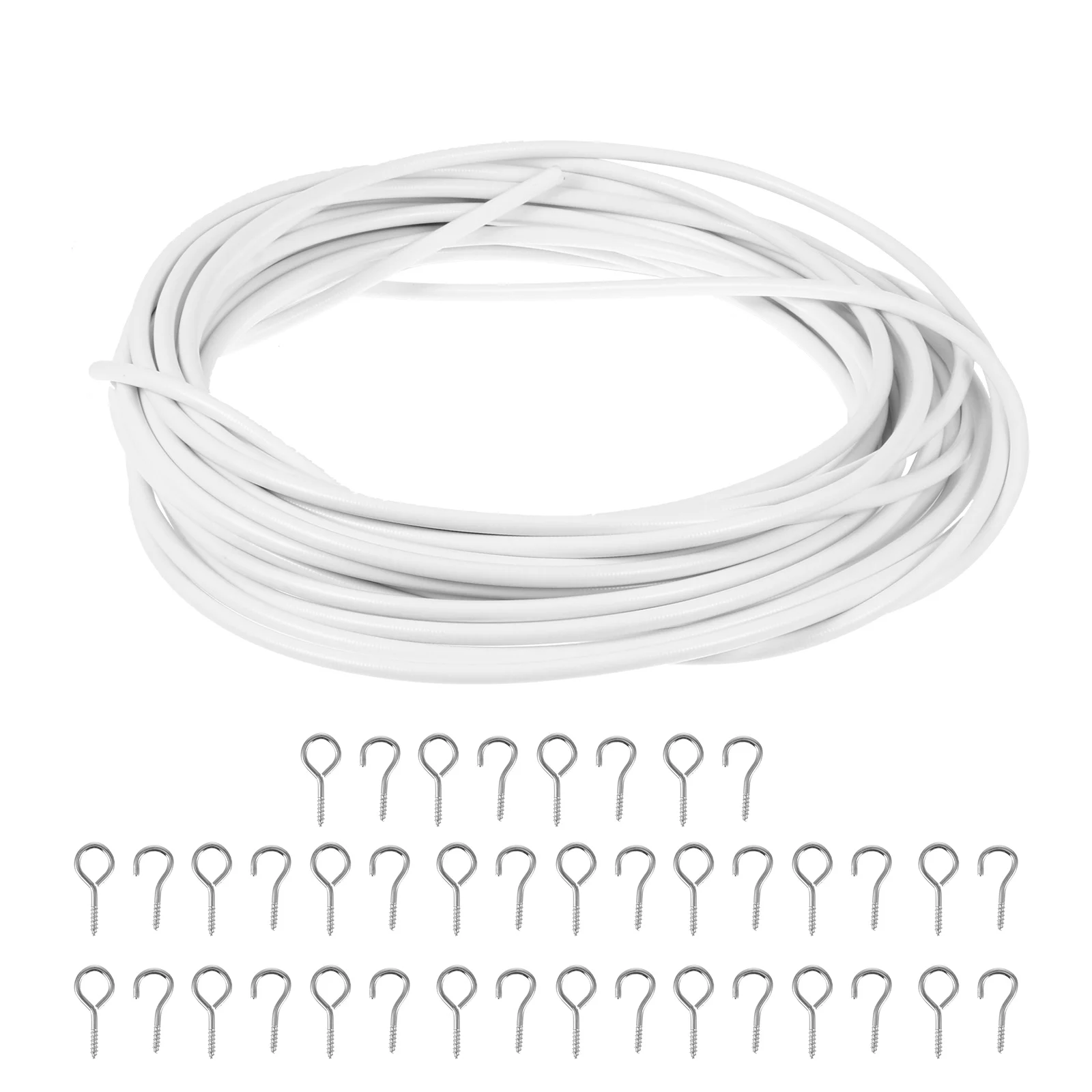 

10 Meters Curtain Rope White Plastic Hangers Clothesline Cord Hanging Steel Spring Rods