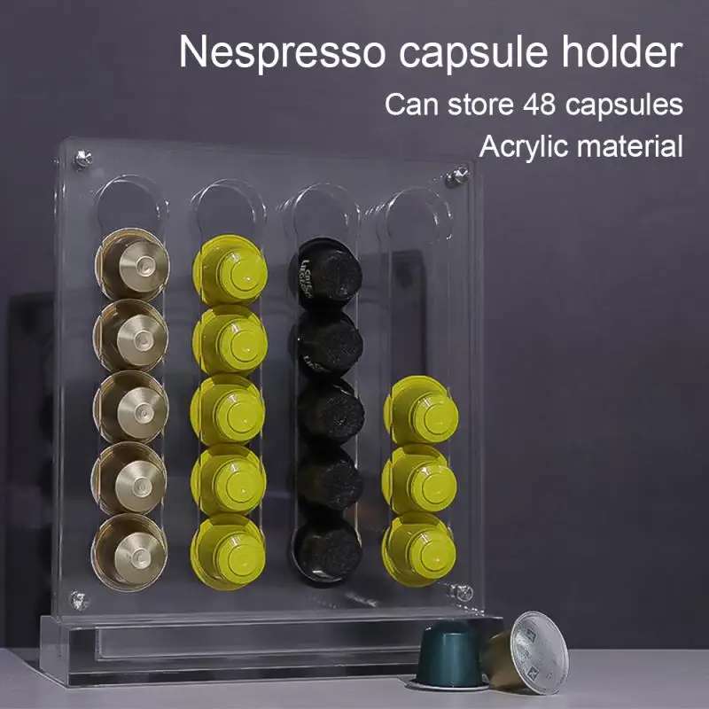 

Kit Cafe Coffee Capsule Storage Display Rack Coffee Capsule Holder Acrylic Vertical Suction Hold 48 Nestle Nespresso Coffee Box