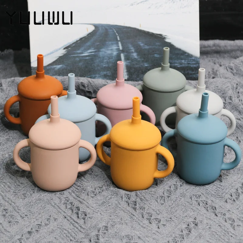 

Real Shot 100% Food Safe Silicone Material Straw Cup Baby Learning Cup Soft Straws Foldable BPA Free Baby Gift 120ML