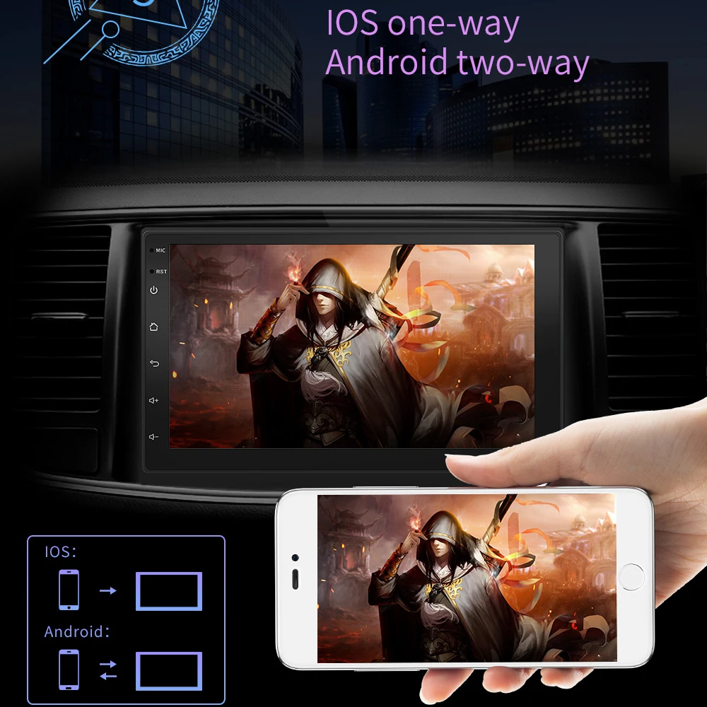 Универсальный мультимедийный автомобильный радиоприемник BQCC на Android с функцией