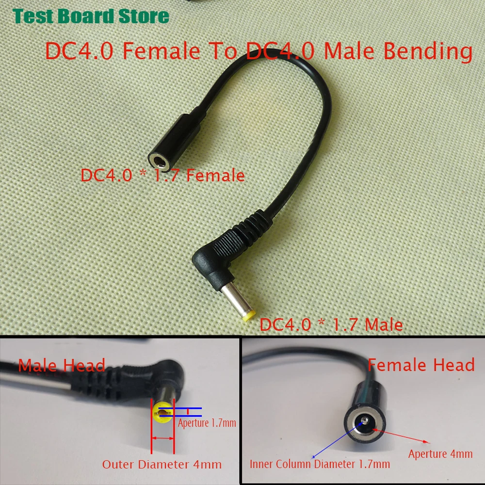 1pc 10/15/20/30/50/80CM DC Power Cord Male Female Adapter Monitoring Plug Extension Cord 4.0*1.7 Elbow 4.0x1.7MM