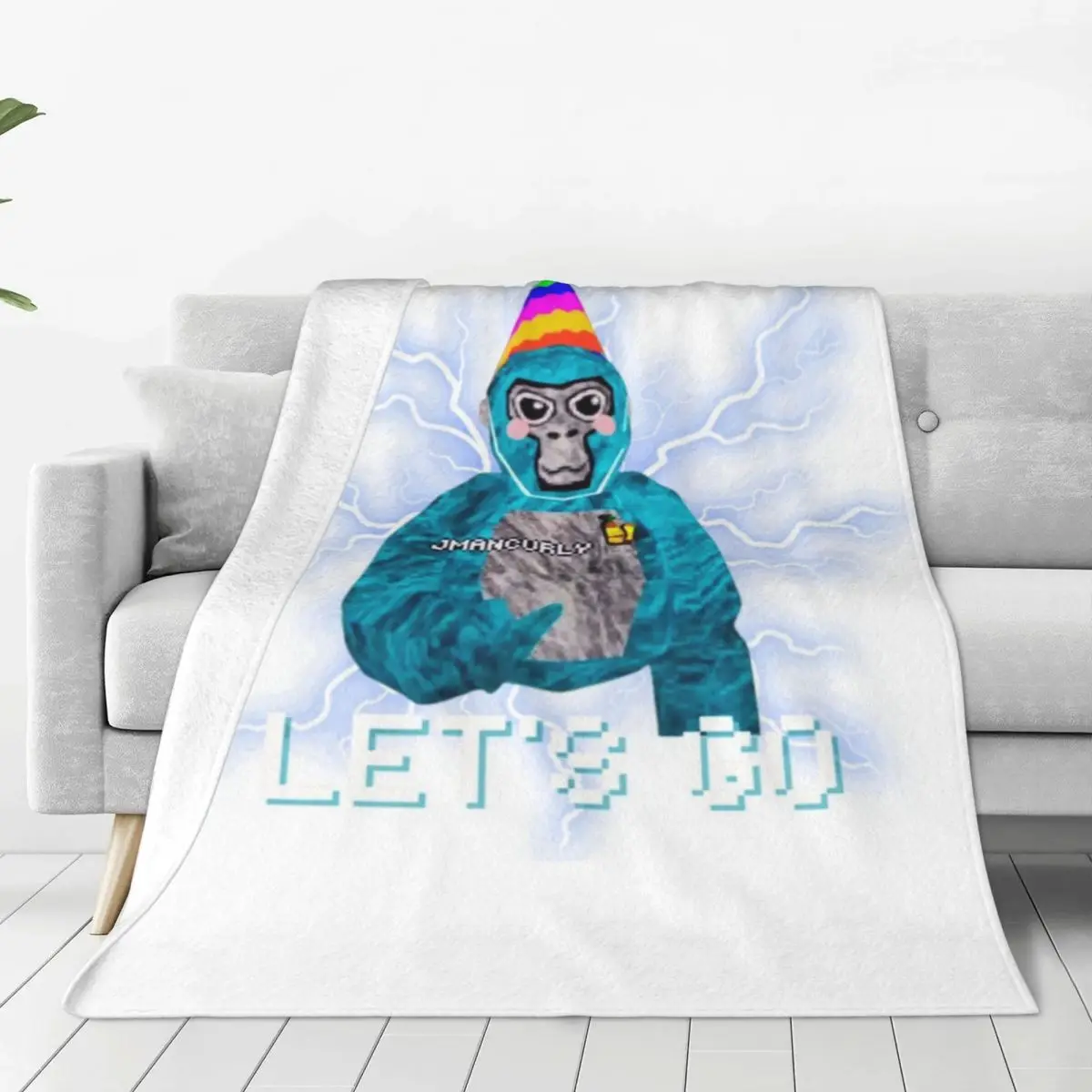 Пушистое детское одеяло с гориллой биркой Jmancurly Monke Merch классический диван