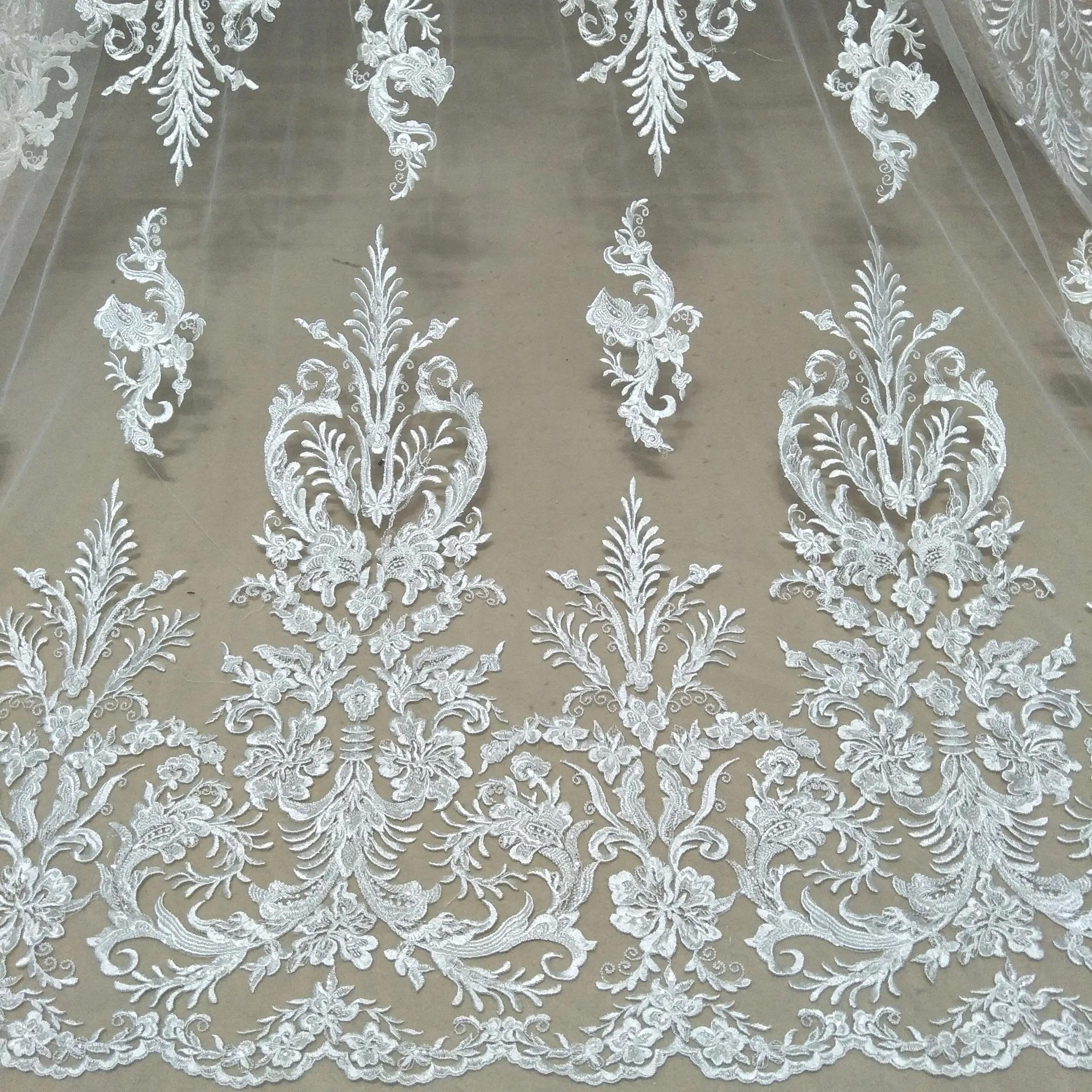 

new arrival bridal lace wedding gown dress lace fabric 130cm width ivory wedding gown dress lace sell by yard