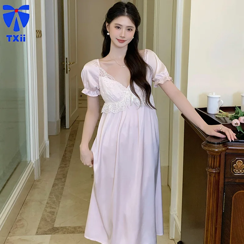 Длинное платье пижамы в стиле принцессы сексуальное летнее женское из ледяного