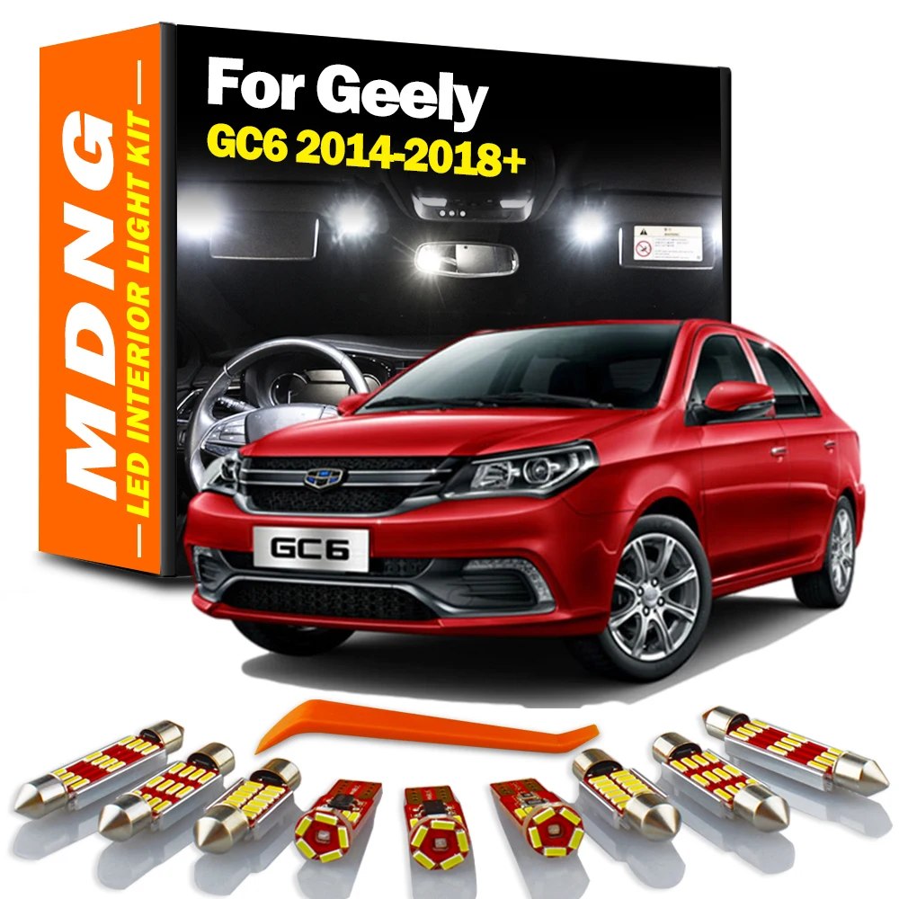

MDNG 10 шт. для Geely GC6 2014 2015 2016 2017 + автомобильная лампа светодиодсветодиодный Внутренняя купольная карта багажник комплект освещения автомобил...