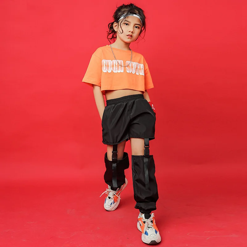 

Детская одежда для джазовых танцев топ для девочек детская одежда для выступлений в Корейском стиле хип-хоп костюм для девочек в стиле хип-х...