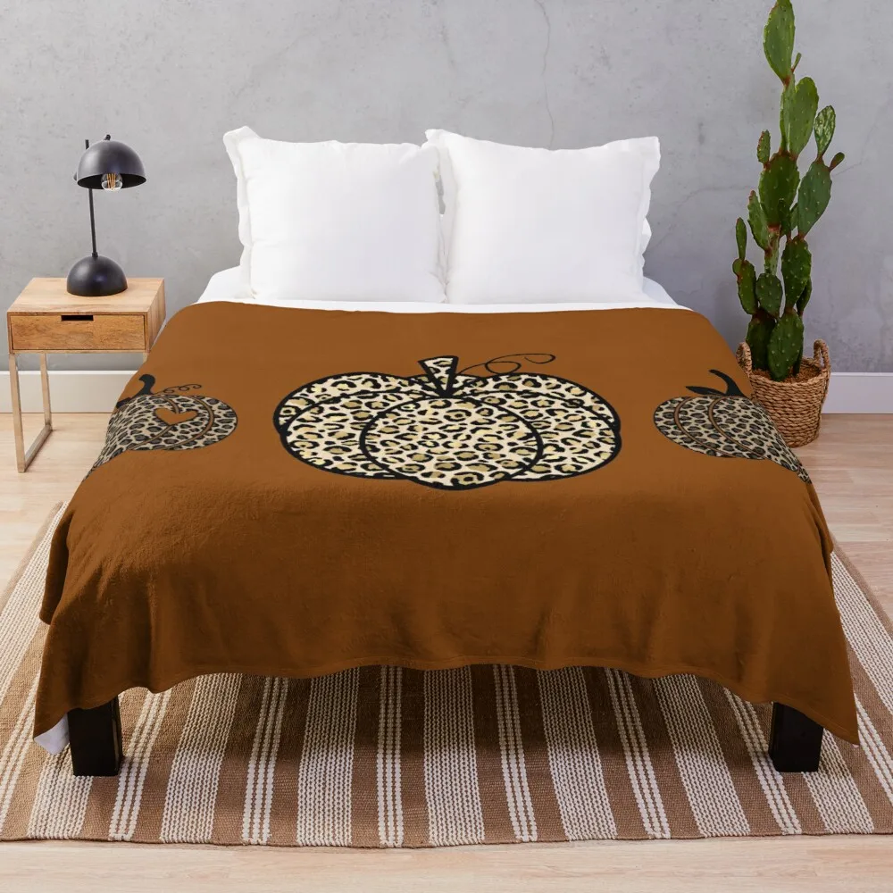 

Pumpkin Patch Leopard Print with Hearts Throw Blanket Custom Blankets