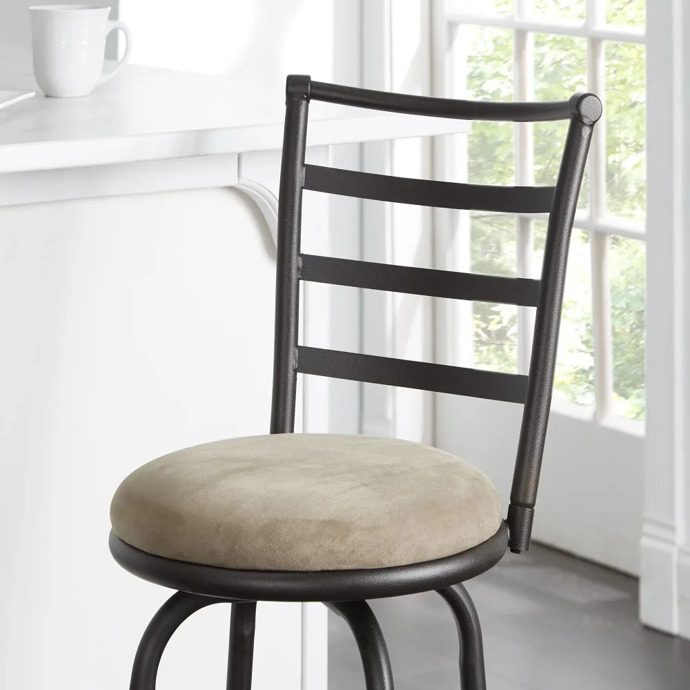

Dining stool Indoor Adjustable 24" or 29" Swivel Barstool, Grey Microfiber Cushion