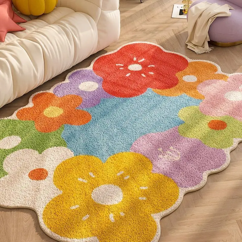 

Bedroom Home Carpet Large Area Colorful Living Room Flower Thickened Decoration Rug коврик Kidsroom Maison Tapis 양탄자 Pink Decor