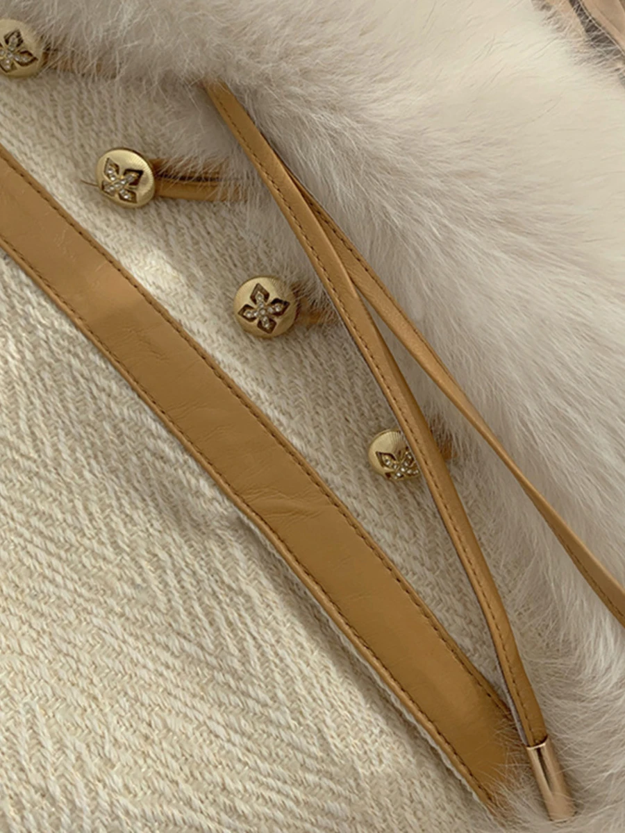 High-end Fox Fur Lace-Up Thickened Warm Fur Coat for Women 2022 New Winter Clothes Fashion Fur Jacket Short Woolen Coat Casacos