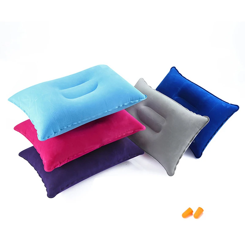 

Inflatable Air Pillow Bed Sleeping Camping Pillow PVC Nylon Neck Stretcher Backrest Pillow for Travel Plane Head Rest Support