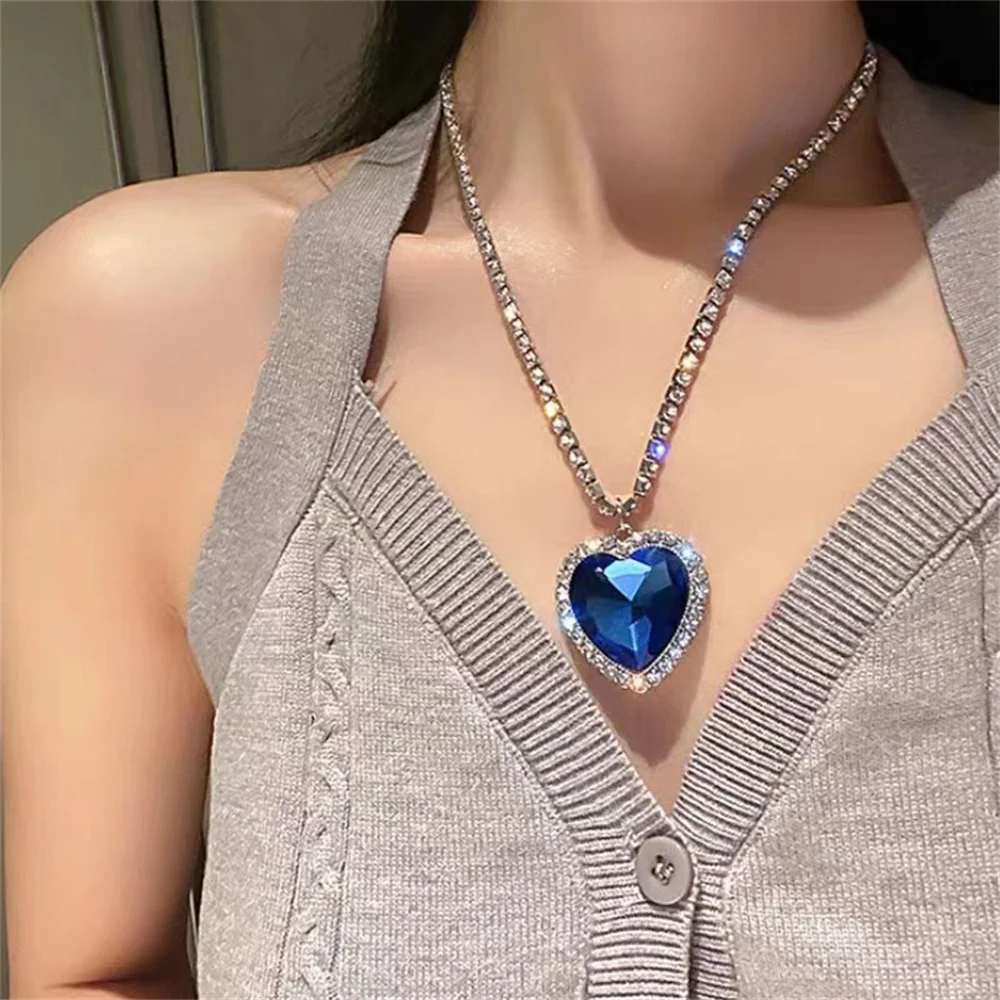 

QSCY Новое Женское Ожерелье Европейская и американская мода подвеска из драгоценных камней в форме сердца высококачественные аксессуары