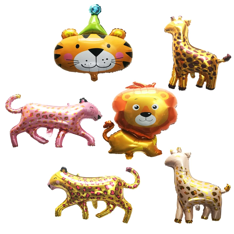 

1Pcs Lion Tiger Leopard Jungle Animal Foil Balloon Happy Birthday Party Baby Shower Jungle Wildlife Themed Party Gift for Kids