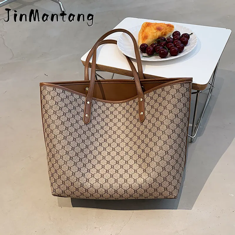 

2 Pcs/set Luxury Designer High Capacity Tote Handbag for Women 2023 Trends Brand Designer Striped Shopper Shoulder Shopping Bag