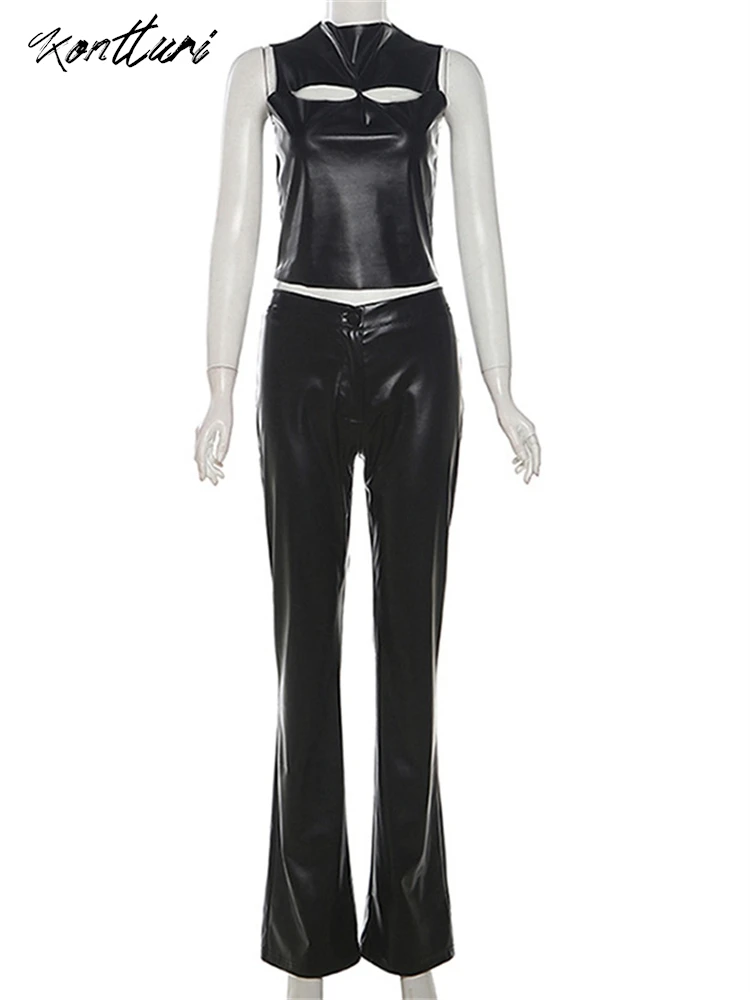 Kontturi летний сексуальный комплект из двух предметов искусственной кожи женский