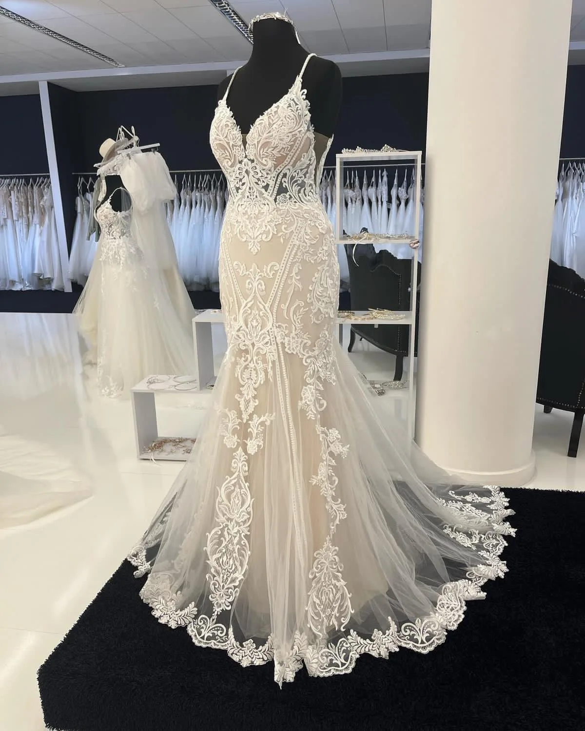 2024 кружевные фатиновые винтажные Свадебные платья на бретельках для невесты ZJ044