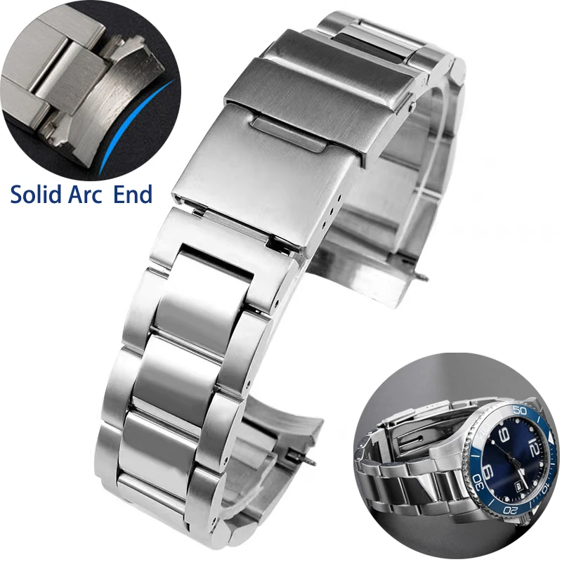 

New Solid Arc Stainless Steel Bracelet 21mm Watch Strap for L36424 L37814 Series Watchband Men Watch Accessories 21mm