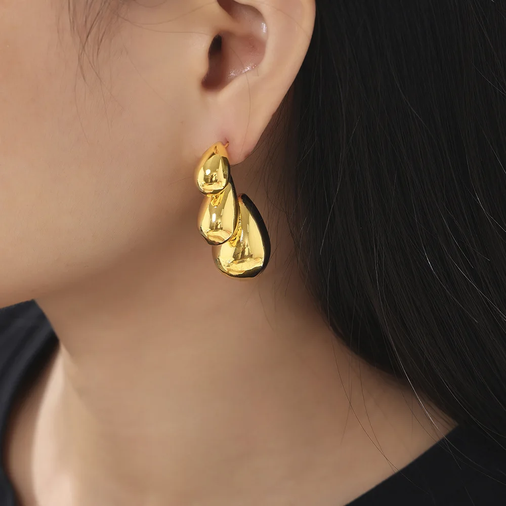 Уникальные блестящие серьги с каплями воды для женщин роскошные медные