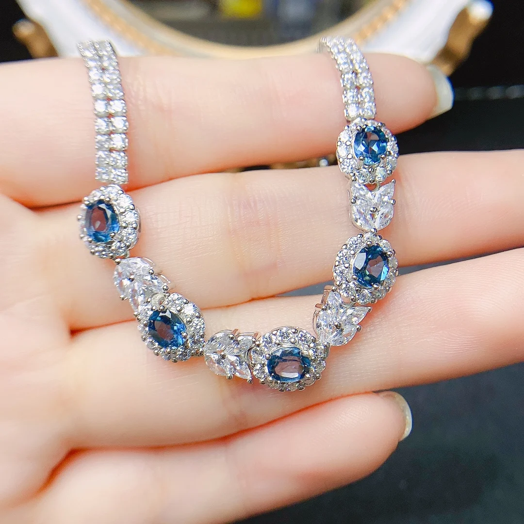 Серебряный браслет MeiBaPJ с топазом 4х5 мм