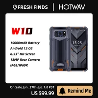 HOTWAV W10 Rugged Smartphone 15000mAh Large Battery Android IP68 IP69K Mobile Phone 6 52 HD  4GB 32GB 13MP Camera Cellphone