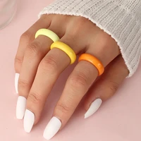 3pcsset korean colorful resin acrylic rings set for women trendy simple geometric round ring wedding jewelry anneau femme