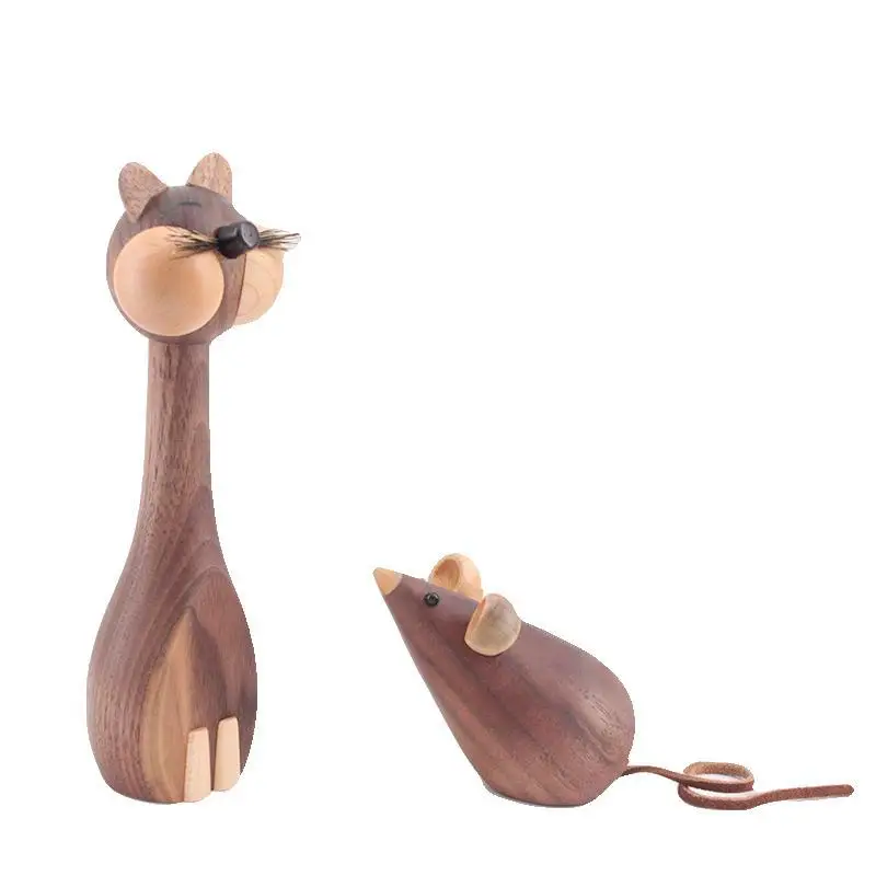 

Home Decoration Solid Wood Mouse Cat Toys High Quality Study Decoration Rat Year Zodiac Gift Decoration