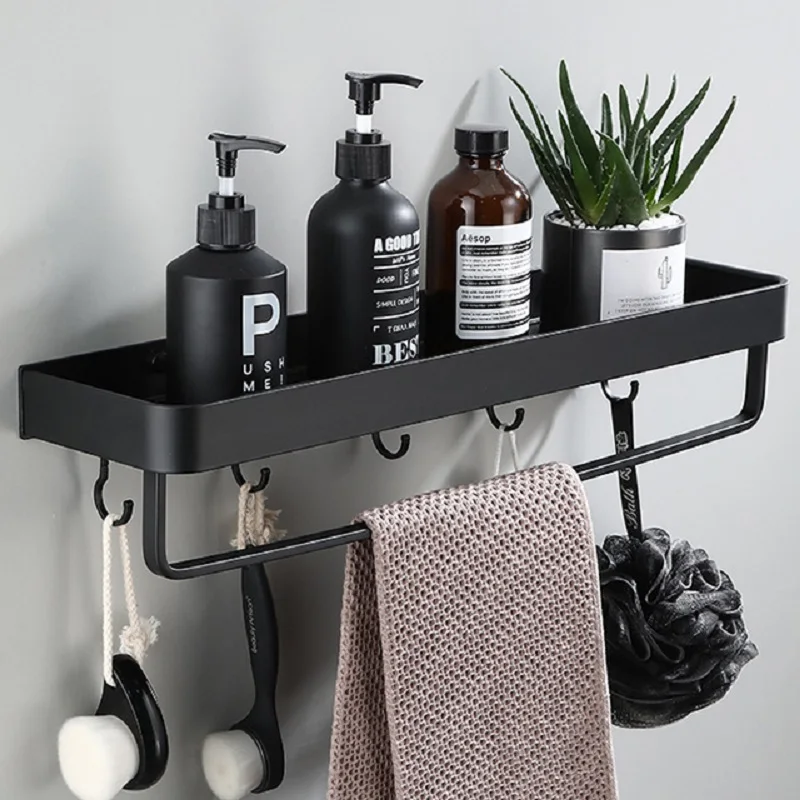 

Черная Алюминиевая Полка для полотенец 40 см, стеллаж для хранения в ванной комнате, настенный поднос, стеллаж для туалетного столика, душево...